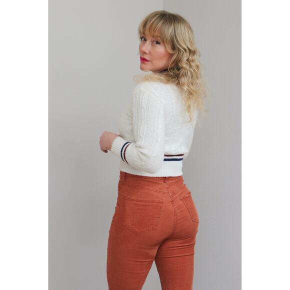 1960's Vintage Pickwick Cable Knit Tennis Sweater ~ Women's XXS XS ~ Kid's LG - Picture 2 of 9